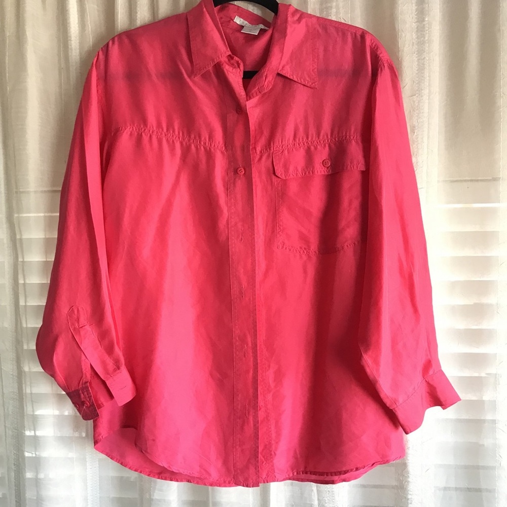 The Limited hot pink silk blouse
